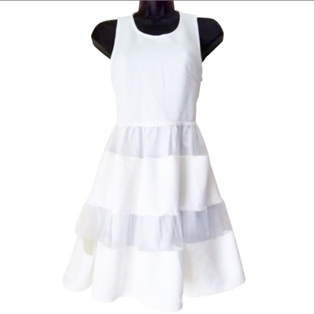 DAINTY HOOLIGAN WHITE DRESS SHEER STRIPED